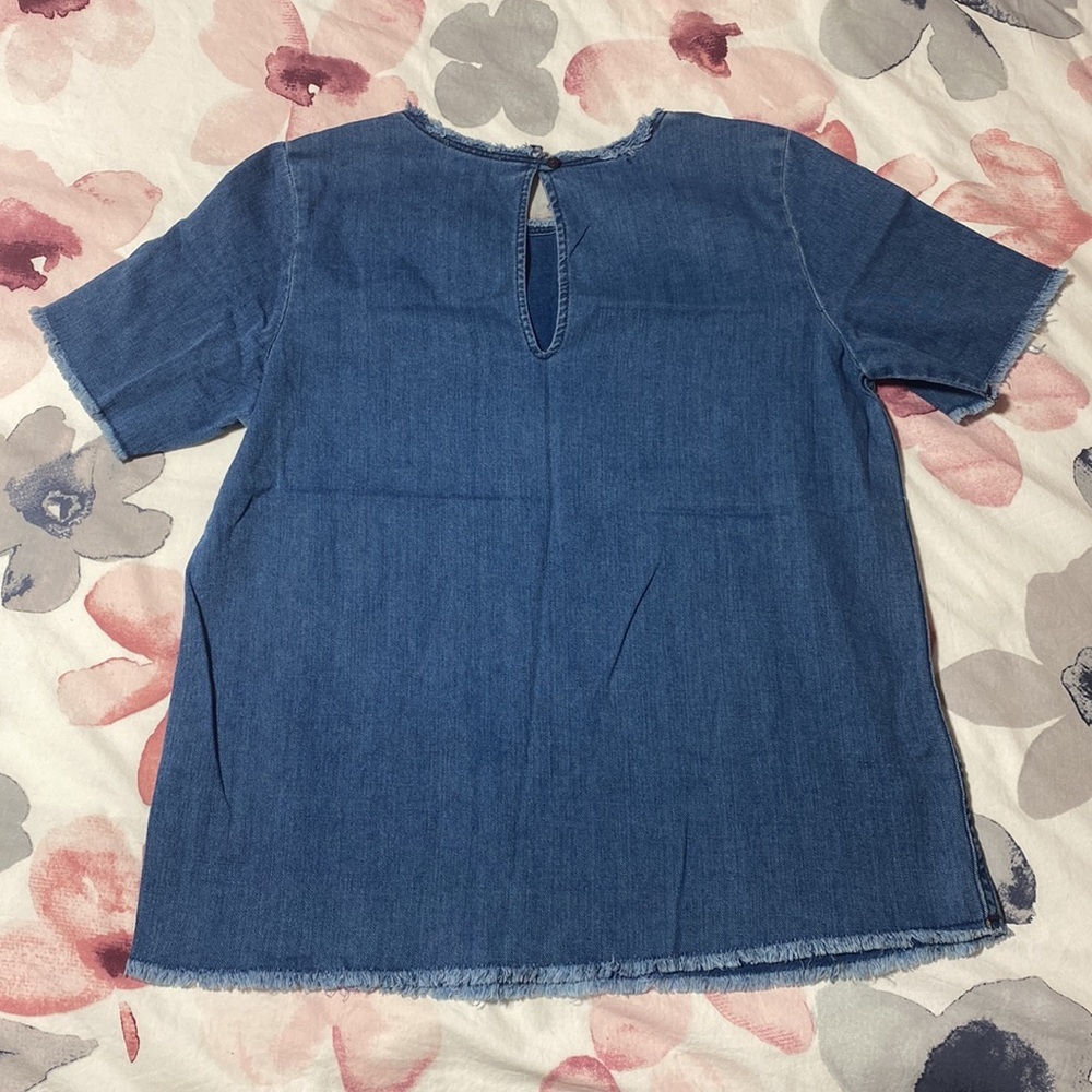 Aritzia Wilfred Blue Jean Short Sleeve Top Size Medium - Picture 7 of 8